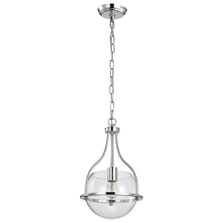 Amado 1-Light Pendant 10 In. Polished Nickel Clear Glass